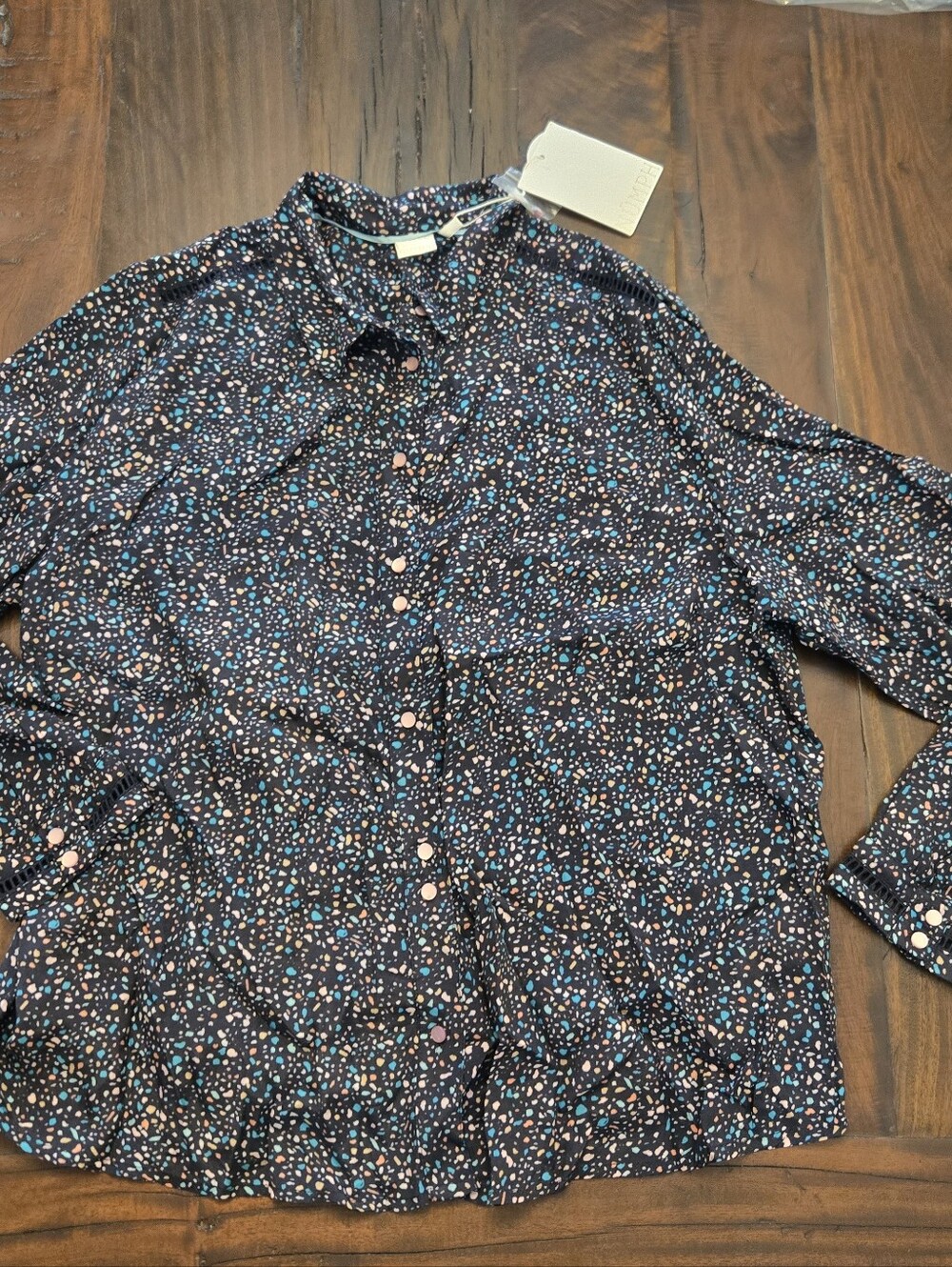 New! Numph Nualabama Shirt Dark Sapphire Button Up Top European Size 44 US 12